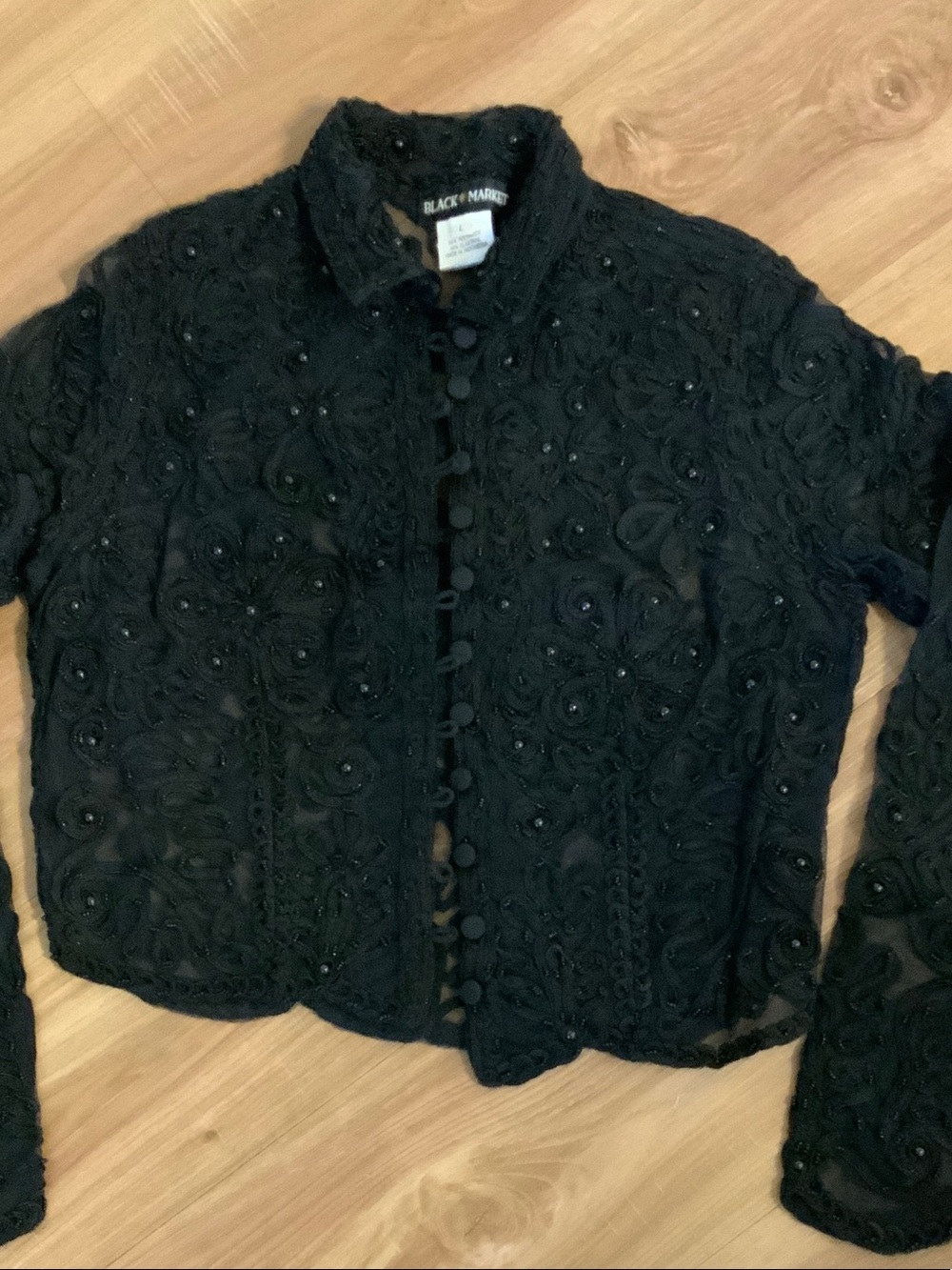 Black Market Embellished Black Crochet Jacket